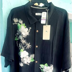 COPY - COPY - Tommy Bahama Mens Silk Camp Shirt Sport Azule Oasis Embroidered S…